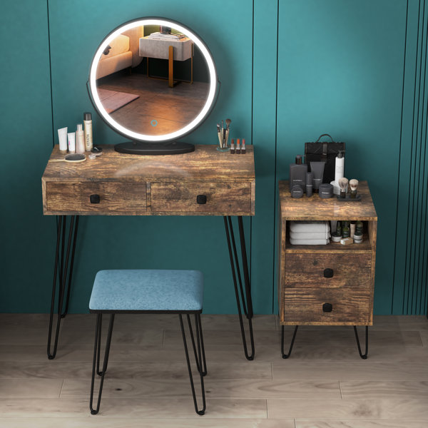 Corrigan Studio® Cheneyville Vanity Set with Stool and Mirror & Reviews